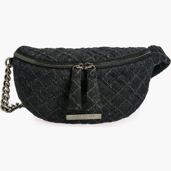 Kurt Geiger Handbags - Kurt Geiger London Brixton Belt Bag in Black Denim NWT